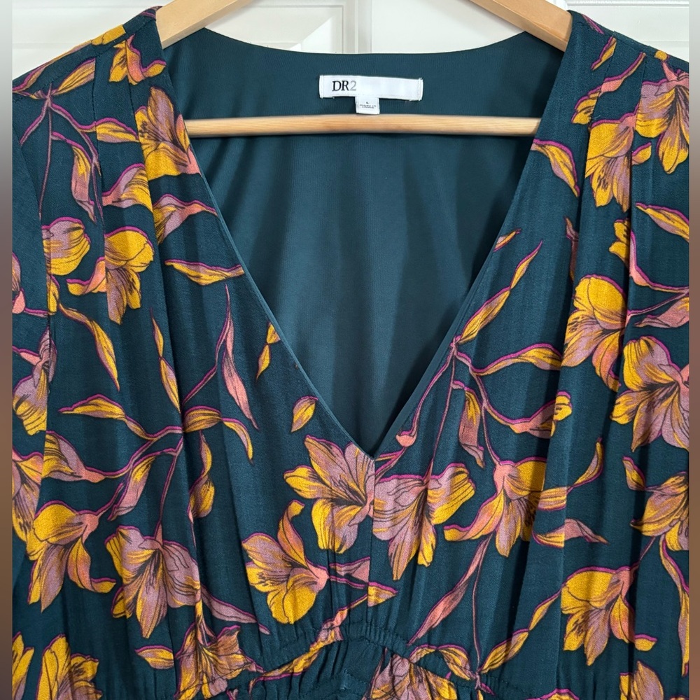 DR2 Teal Dress with Yellow and Pink Floral Pattern